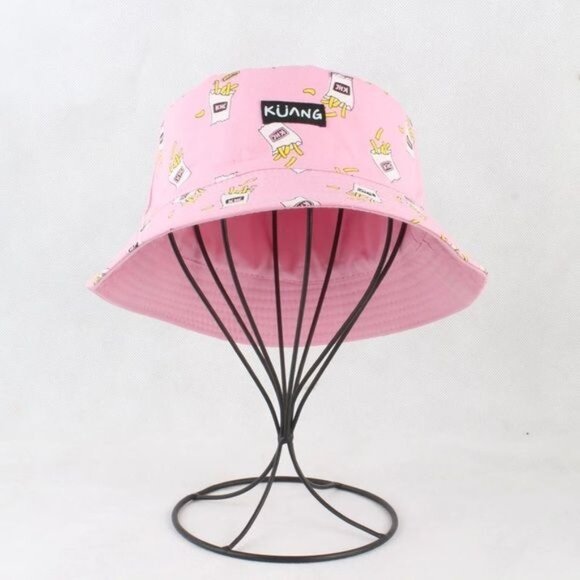 Küang Pink Fries Bucket Hat One Size Unisex Streetwear Summer Cap - Picture 1 of 6
